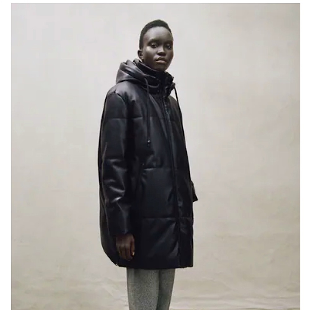 ZARA FAUX LEATHER PUFFER COAT SZ. XL